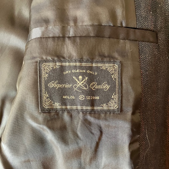 John Varvatos Black Brown Subtle Striped Two Button Blazer 42 - Picture 8 of 9